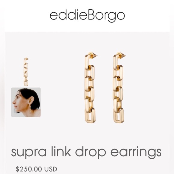 Eddie Borgo Gold Supra Chain Link Post Earrings 2” Drop 12k Gold Vermeil - Picture 5 of 7